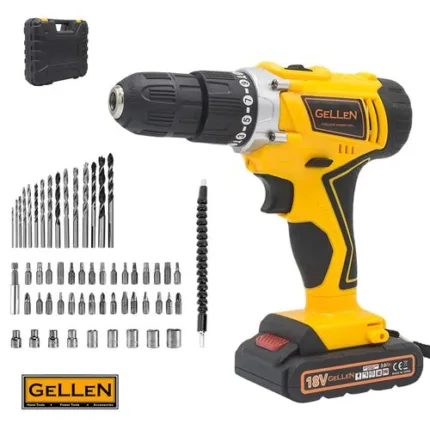 Gellen Cordless Drill 18V With 2 Lithium Batteries FREE Accessories